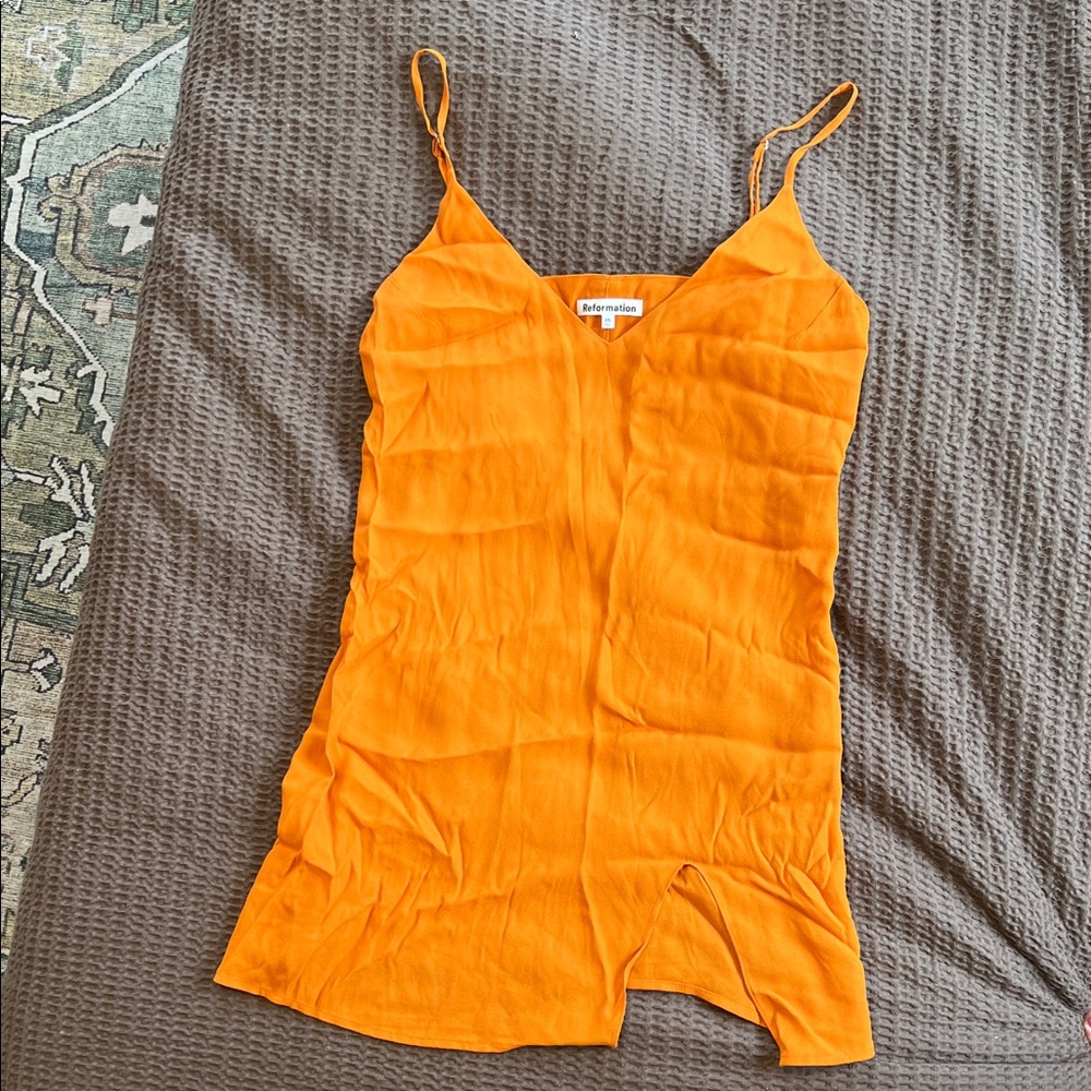 Reformation Vibrant Orange Mini Dress